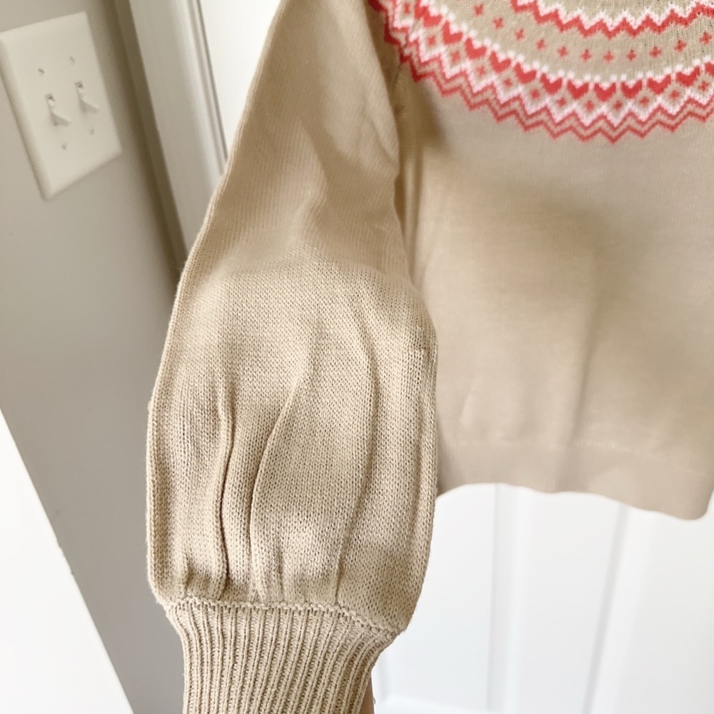 Belle by belldini Beige and Pink Patterned Sweater - Picture 4 of 7